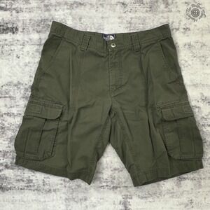 The North Face Cargo Shorts Mens 34 Olive Green Cotton 11" Inseam
